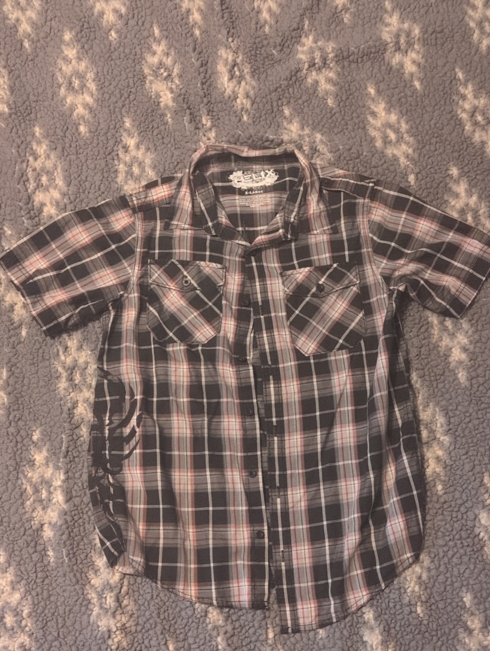Helix Black & Pink Plaid Short-Sleeve Button-Down Shirt